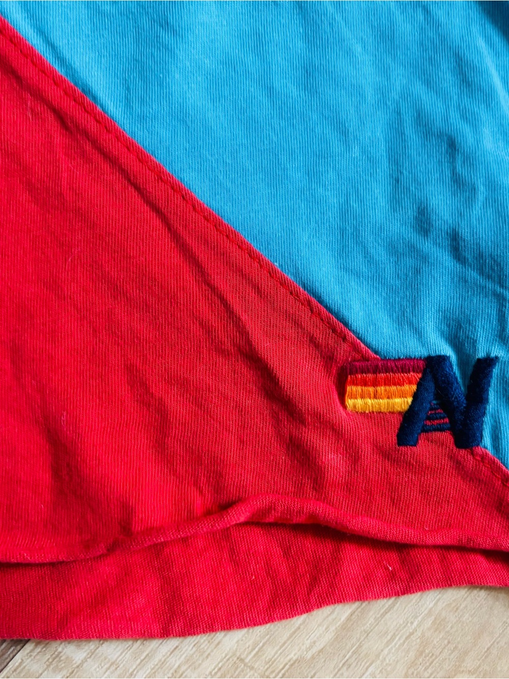 Aviator Nation Vintage Red & teal blue size Large women’s slightly crop tee! - Picture 2 of 5